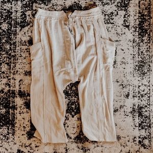 Free People Cream Linen Harem Pants